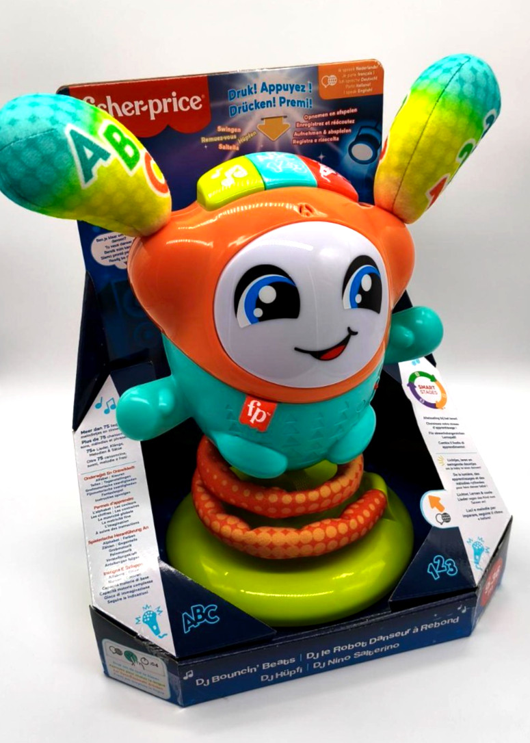Fisher-Price DJ Hüpfi - Interaktives Baby Lern-Spielzeug - Mehrsprachige Version