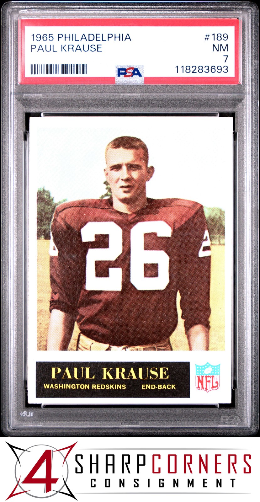 1965 PHILADELPHIA #189 PAUL KRAUSE RC HOF PSA 7