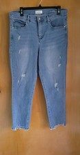 Nicole Miller New York Jeans Blue SOHO High Rise Skinny Womens 12 Frayed Hem Cro
