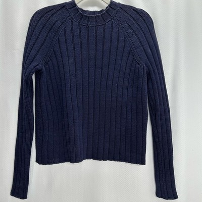 Tory Burch navy blue chunky sweater XS nautical ribbed long sleeves