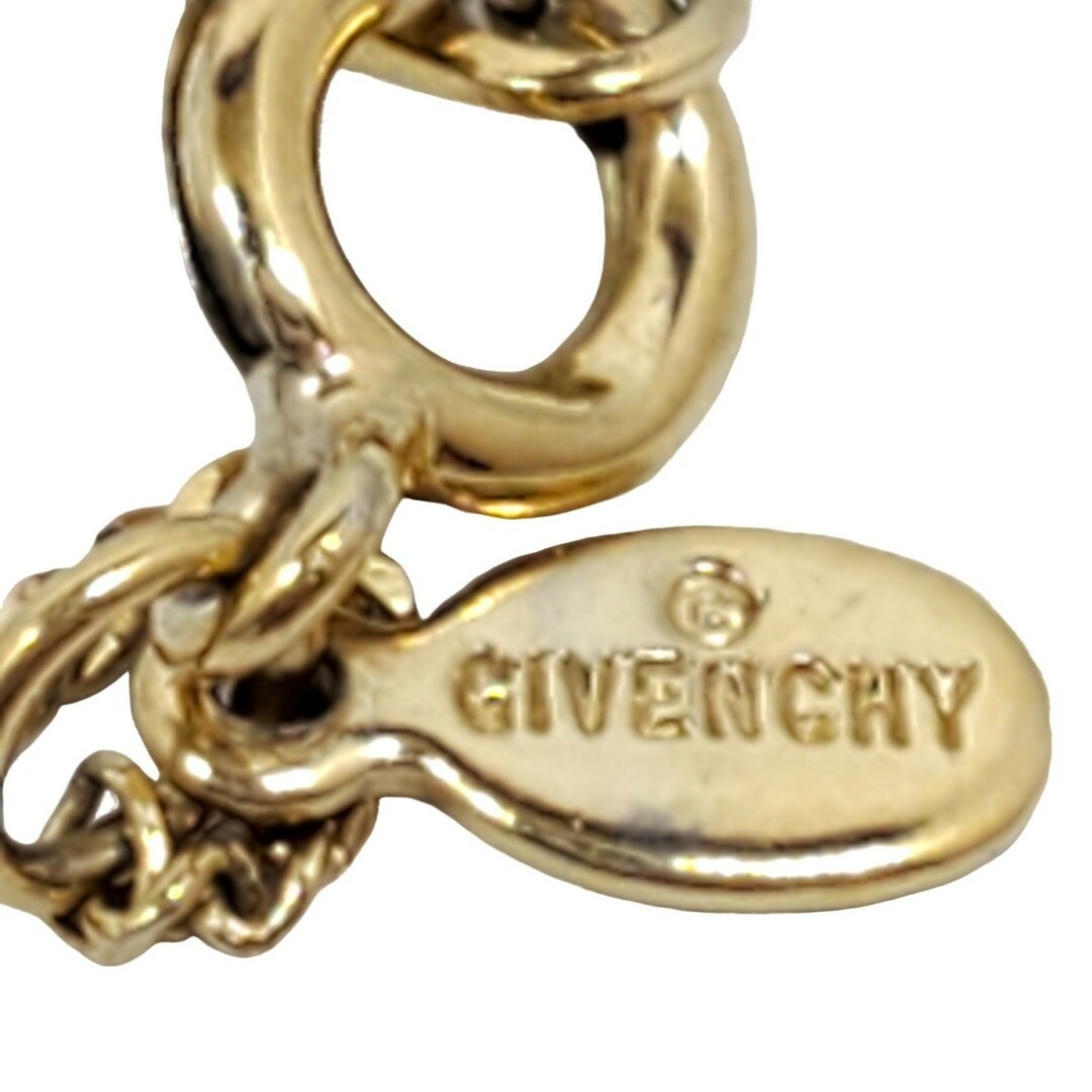 GIVENCHY Necklace Accessory Jewelry Logo GP Rhinestone Gold Women Used NE51-0 thumbnail 7
