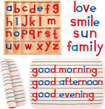 Montessori Letters Movable Wood Alphabet with Box and Large Mat Small Wooden Alp