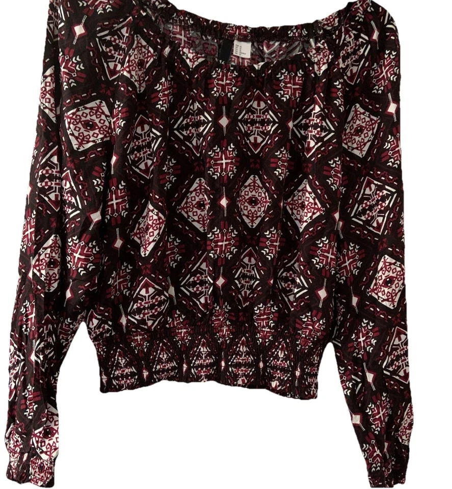 New H&M Elegant Black Black Multi Top Blouse Long Sleeve Top Size 16 - Image 2 of 2