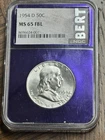New Listing1954 D Franklin Silver Half Dollar NGC MS65 FBL Purple Core Flashy Coin (3731)