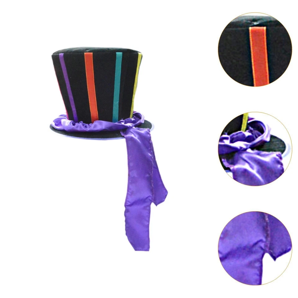 Sombrero de copa Vestir Top plano Moda Prendas para la cabeza para fiesta de Halloween para hombres Mujeres Foto 3 de 4
