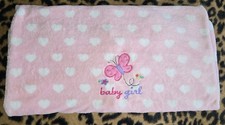 Garanimals Pink White Hearts Baby Girl Fleece Blanket Butterfly Flowers