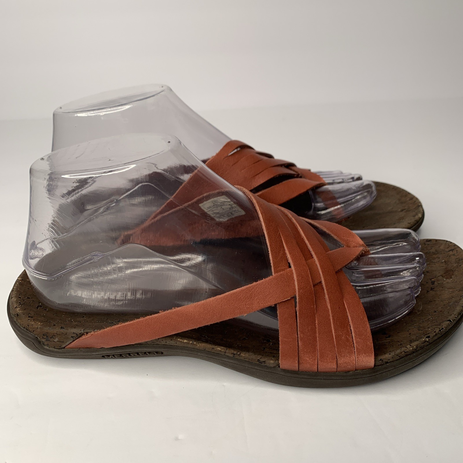 Merrell District Mahana Post infradito Redwood sandali da donna in pelle taglia 8M