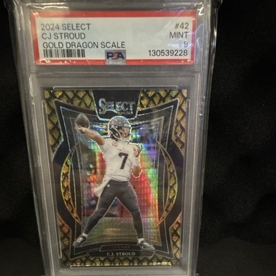 Panini 2024 Select C.J. Stroud Gold Dragon Scale Concourse /10 #42 PSA 9