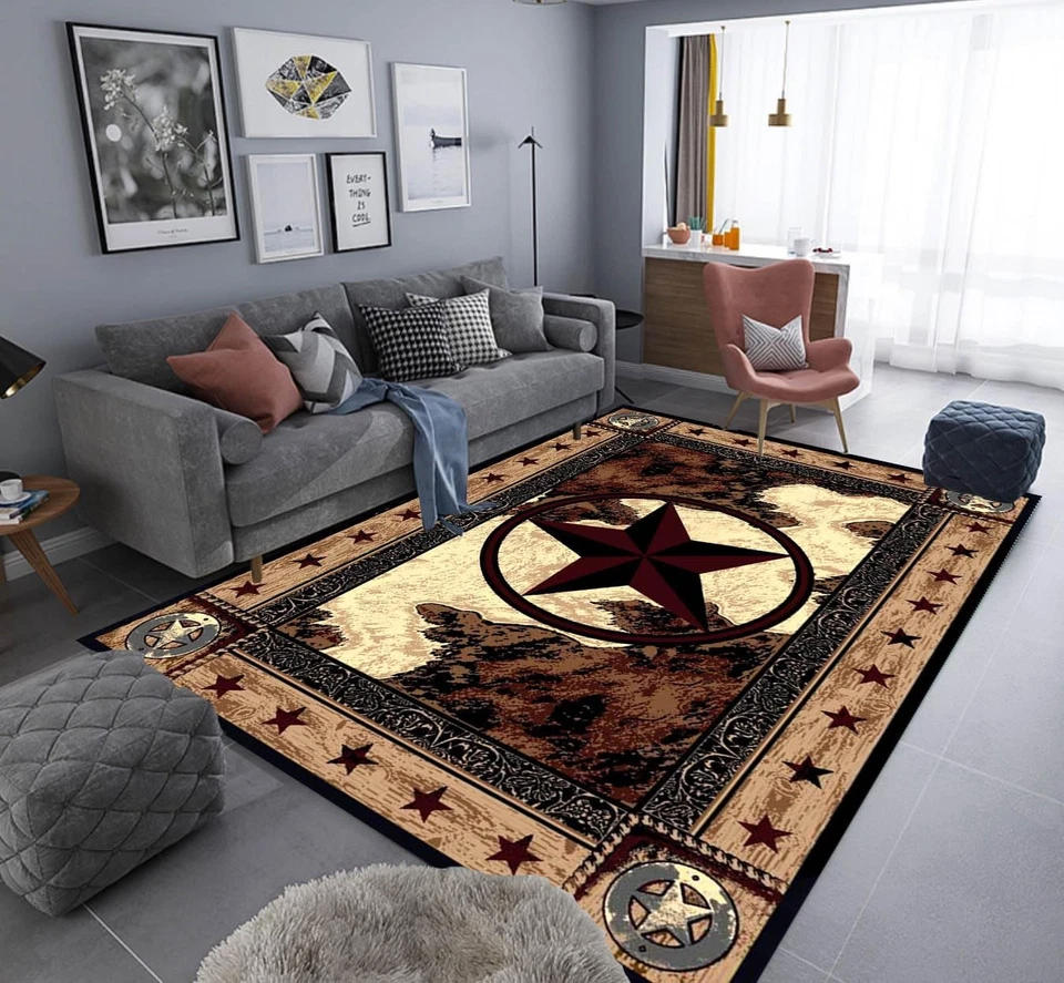 Alfombra rústica estrella del oeste de Texas alfombra de campo de cuero de vaca P... Foto 2 de 4