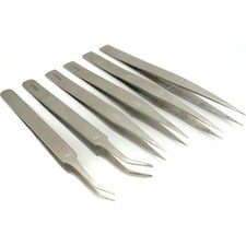 6 Anti-Magnetic Curved  Straight Tweezers AA F HH