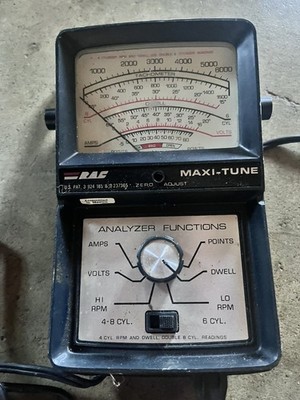 Engine Ignition Analyzer Vintage RAC Maxi-Tune Dwell Volt Points RPM 4-8 Cyl