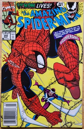 Amazing Spider-Man #345 1991 VF 🔑 Boomerang Venom Eddie Brock Cletus Kasady App