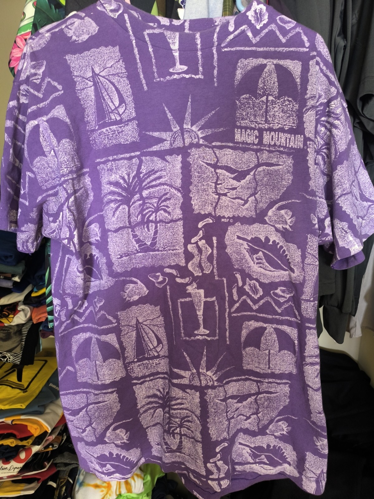 Vintage magic mountain purple pattern tropical al… - image 1