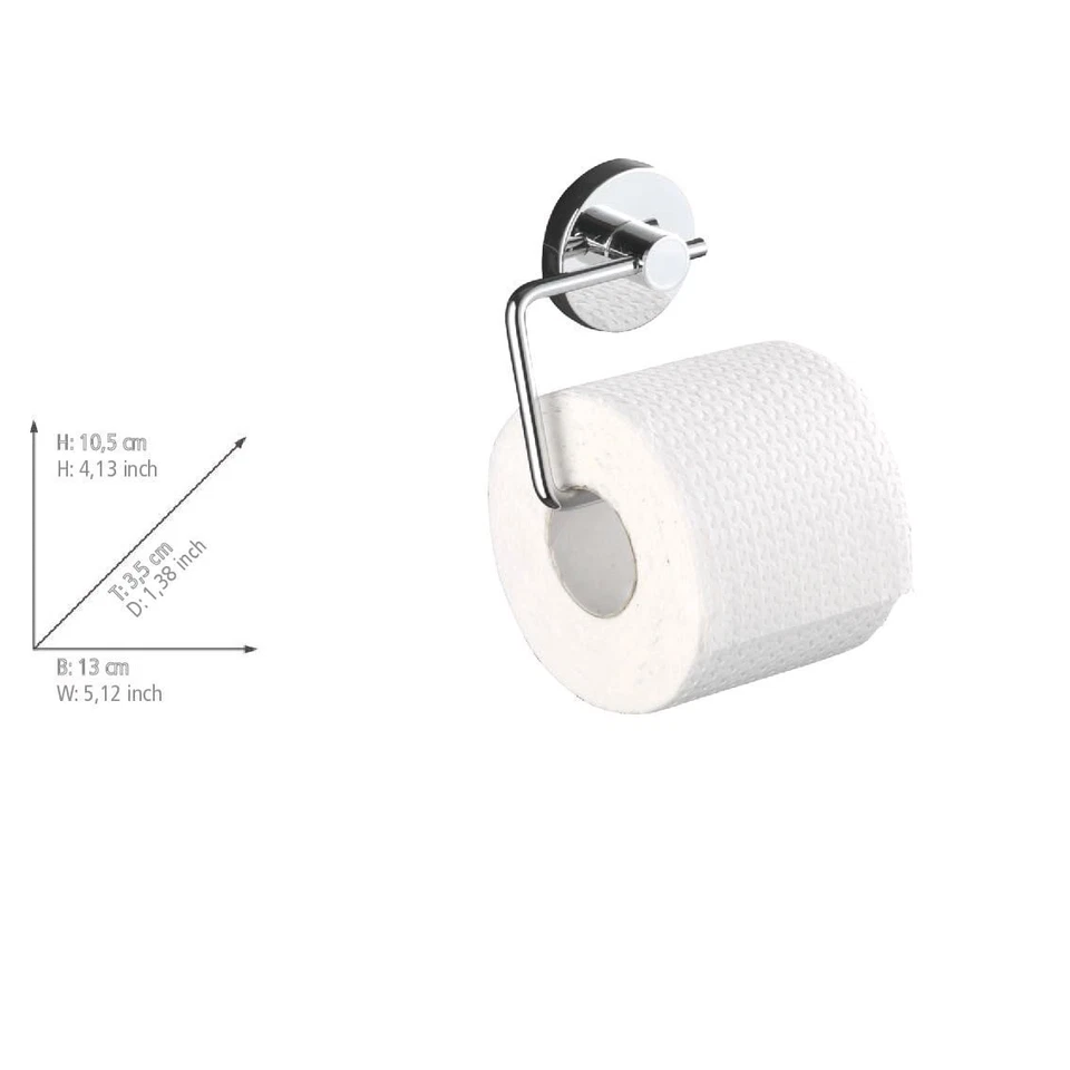 WENKO Porte Papier Toilette Mural Autocollant Chrome Milazzo - Photo 3/4
