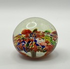 Vintage Millefiori Style Art Glass Paperweight Multicolour Dome Ornament