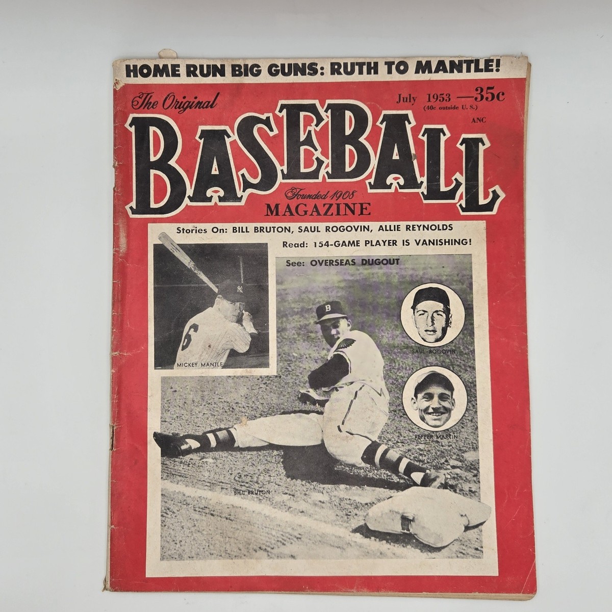 Baseball Magazine July 1953 Mickey Mantle Yankees Allie Reynolds