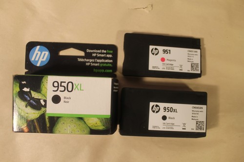 2 - HP 950XL Black Ink Cartridges & HP 951 Magenta Ink Exp 2024