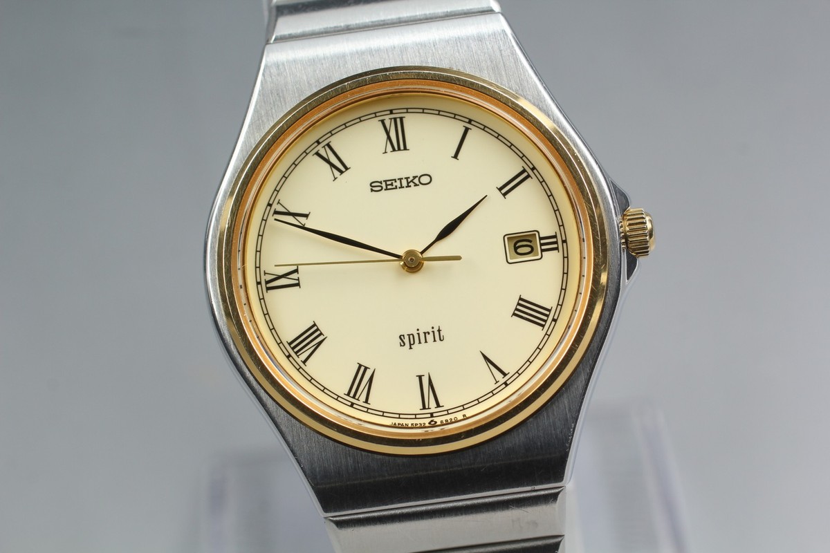Vintage 1986 Seiko Spirit 5P32-6B30 Date Two-Tone Quartz Mens