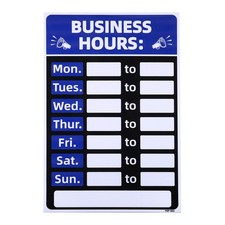 Business Hour Sign, 1 PVC Operation Time Set with Sticker Number, Blue