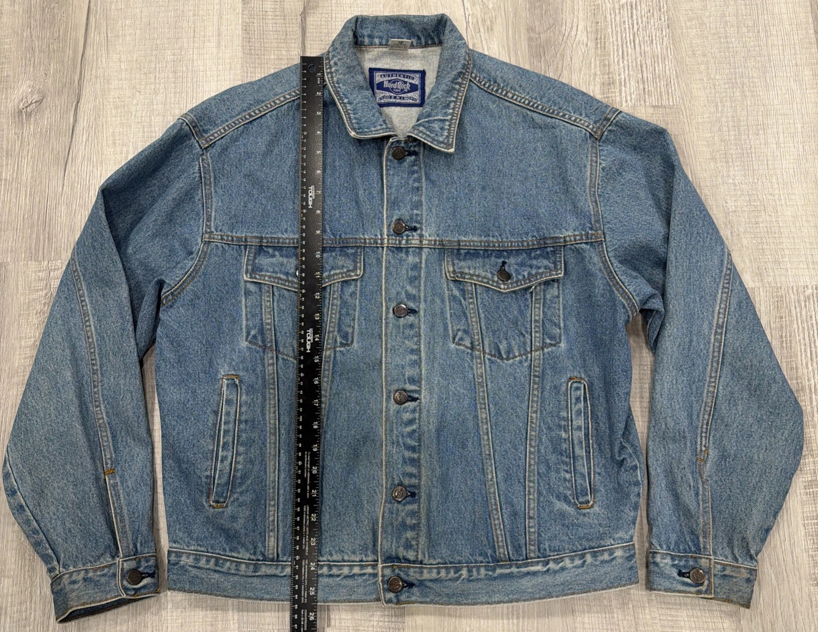 Vtg Hard Rock Cafe Jacket Mens L Denim Chicago Embroidered 90s Save The Planet - product detail image 8