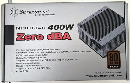 PC-Netzteil passiv gekühlt, ohne Lüfter | Silverstone NIGHTJAR 400 Watt Zero dBA