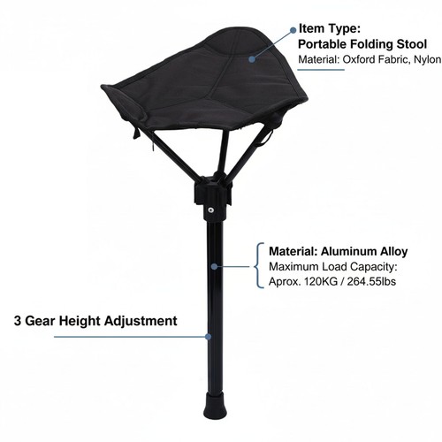 Portable Folding Stool Retractable Hiking Chair One Leg Stool For Camping O MKYV - Picture 12 of 24