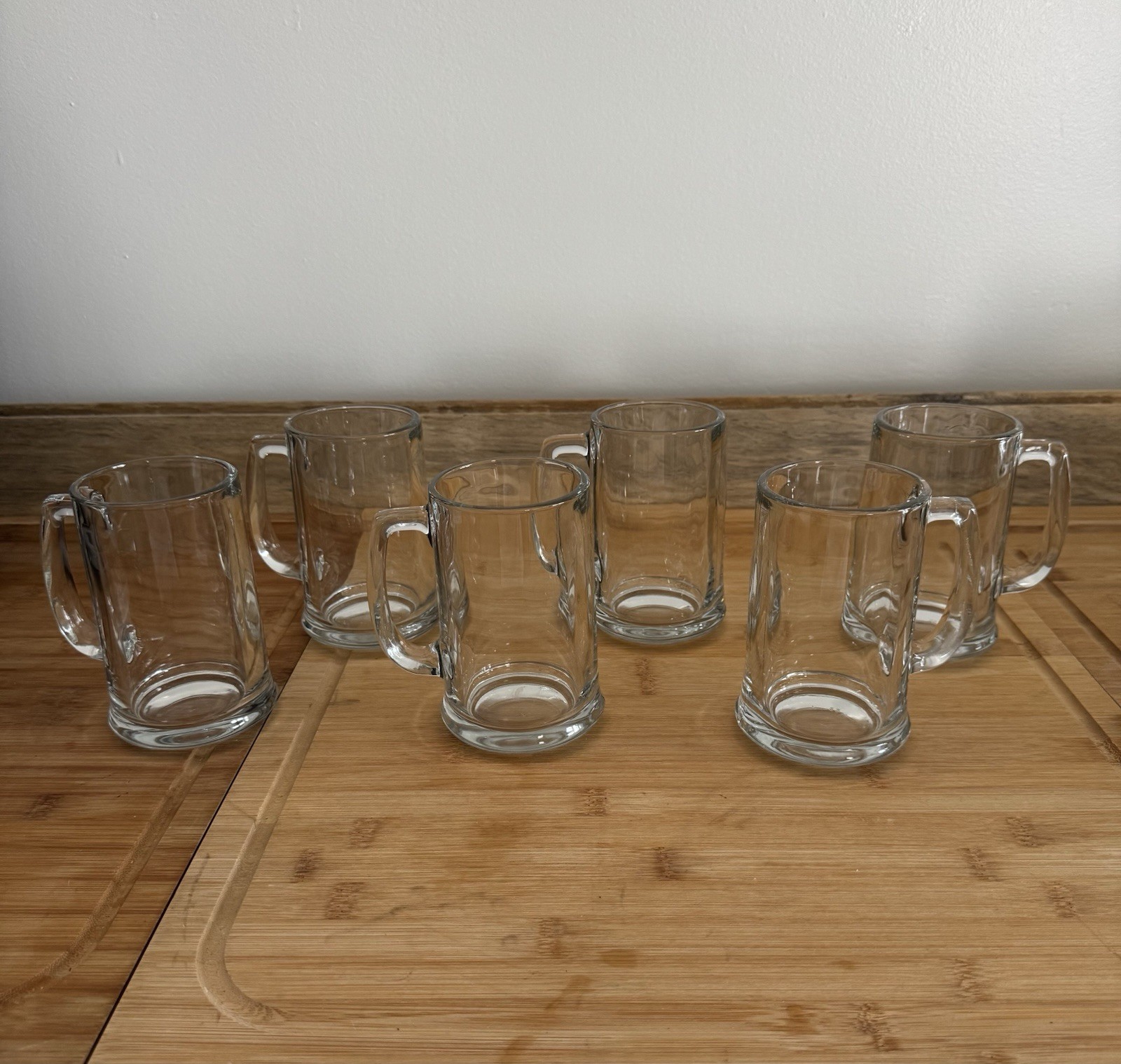 Set Of 6 Libbey Barware 5011 Clear Heavy Glass Beer Mug 5 1/2