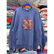 Vintage JanSport University Nebraska Sweatshirt Mens XL Navy Blue Paisley USA