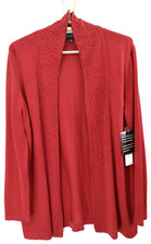 NWT JONES NEW YORK Women's Rayon Cardigan Sweater Long Sleeve Beaded Red PL 119