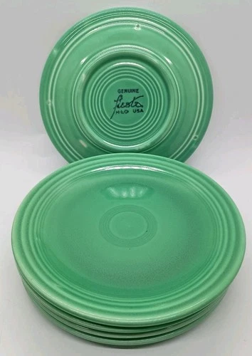 Vintage 5 Fiestaware Bread & Butter Plates Homer Laughlin Light Green Rim 1940's