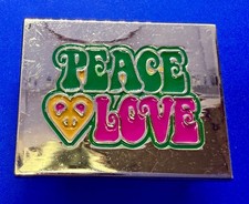 PEACE LOVE Heart Statement Novelty Hippy Vibe Women's Kids Belt Buckle