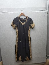 Elegant Black Gold Embroidered Kurta Dress Size 42 Dry Clean Only