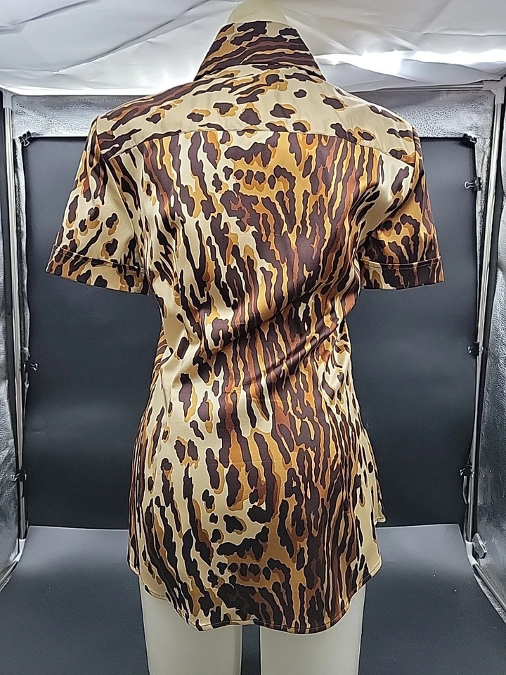 Blusa Dolce & Gabbana Mujer Mezcla Seda Estampado Animal Talla 44/US 8 Botones Frontales Foto 4 de 4