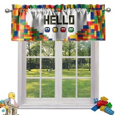 SUNWISHA Valance for Building Blocks Pattern 52x18 Inch Building Block Style-3