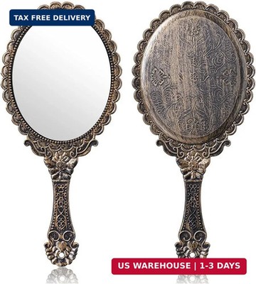 2Pcs Vintage Handheld Mirror,Decorative Mirrors for Face Makeup Cosmetic Mirror