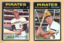 1971 TOPPS PIRATES LOT OF 2 ROBERTO CLEMENTE BILL MAZEROSKI NICE 543309