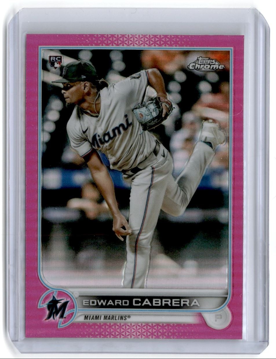 2022 Topps Chrome Pink Refractor Edward Cabrera Rookie Miami Marlins #64