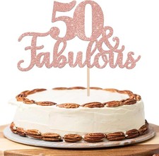 1 PCS 50 Fabulous Cake Topper Glitter Fifty and Fabulous Cake Toppers Happy