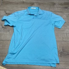 Peter Millar Polo Shirt Mens Large Blue Solid Performance Golf Short Sleeve