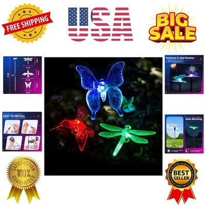 Solar Garden Lights, 3 Pack Solar Butterfly Lights Decoration, Outdoor Garden...