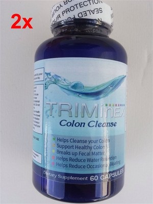 2x Triminex Colon Cleanse 60 Capsules Fennel Seed Buckthorn Root Water Retention