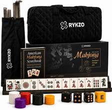 American Mahjong Set with 166 Engraved Ivory Melamine Tiles Travel Bag Racks