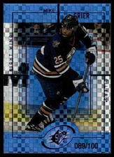 1999-00 SPx Radiance Blue Parallel Mike Grier /100 Edmonton Oilers #63