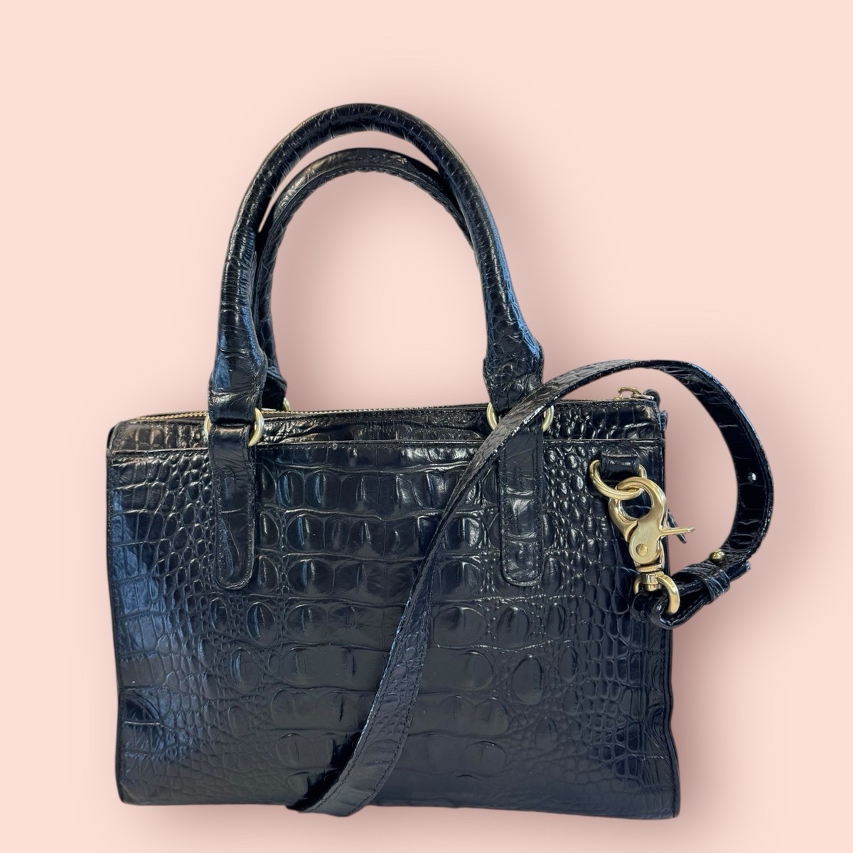 BRAHMIN Anywhere Convertible Melbourne Croc Embossed Leather Small