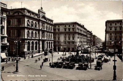 Italy Napoli - Unknown Year Piazza della Borsa RPPC Unposted Antique Postcard