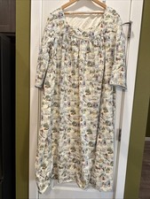 Vintage Handmade Flannel Nightgown House Dress Granny Core Cottage Pull Over Ski