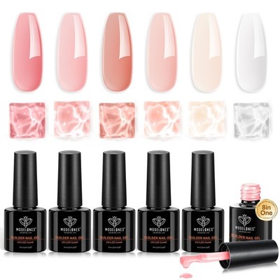 modelones Gel Polish Builder Nail Set, Builder Base Colors Jelly Nude Pink Hard