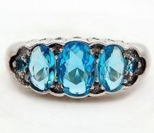 3CT Aquamarine 925 Sterling Silver Filigree Ring Sz 6,7,8 US3