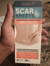 Nuvadermis Scar 4 Reusable Silicone Sheets, For Old New Scars, Keloids, Burn