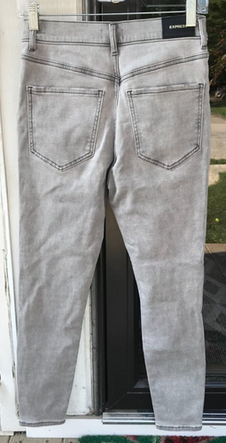 Express 4S 4 Short High Rise Skinny Gray Jeans Distressed/Ripped Knee New E2 - Picture 4 of 8